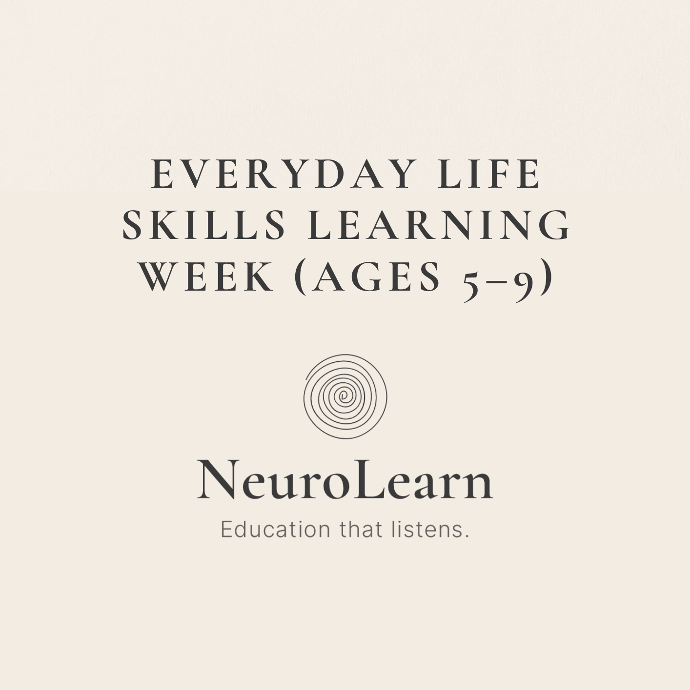 Everyday Life Skills Learning Week (Ages 5–9)